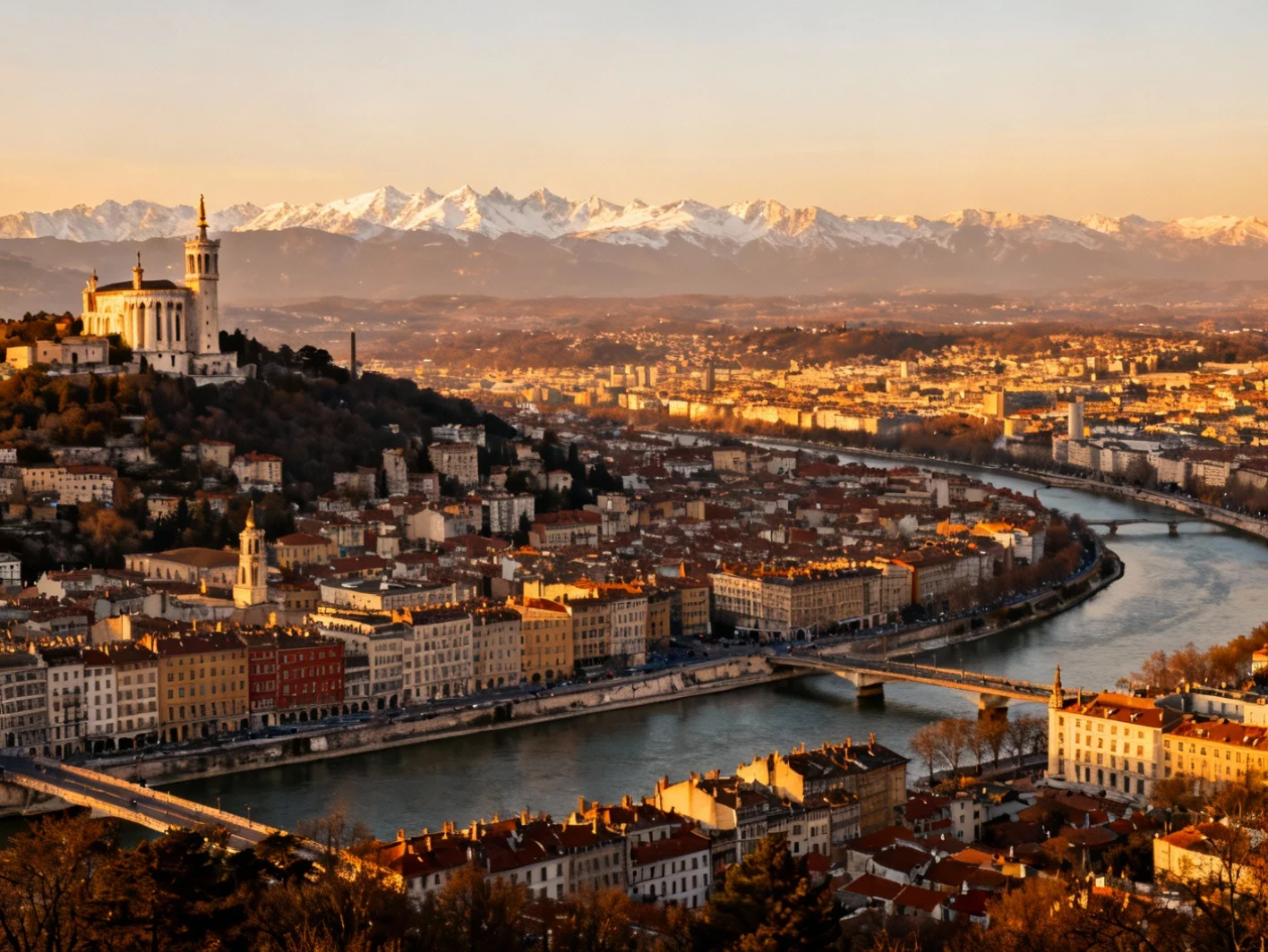 Vue sur les Alpes depuis Lyon